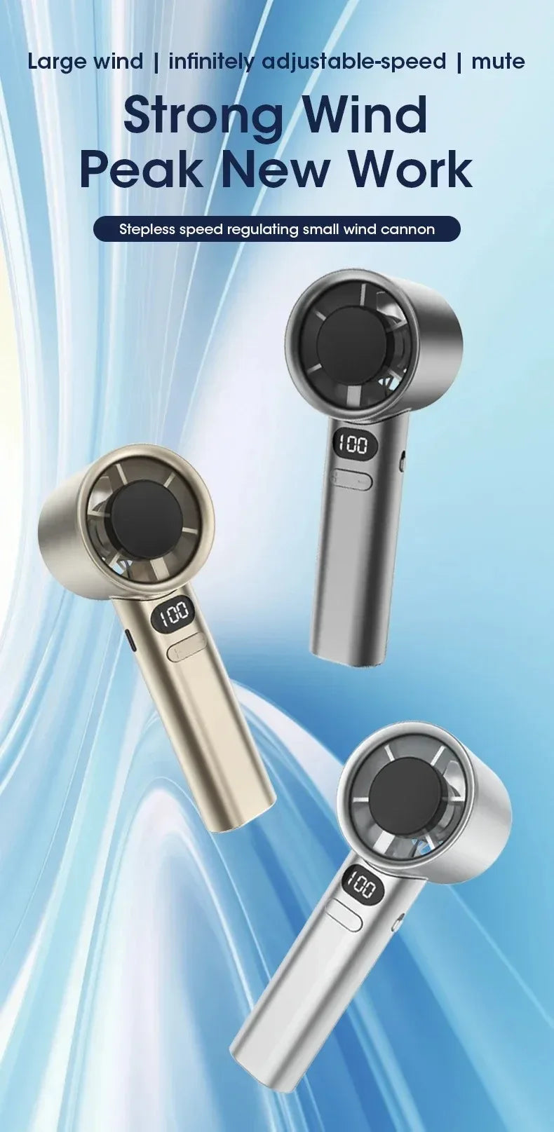 NOX BreezeMini – Ventilador de Mano Silencioso 4 Velocidades con Display de Batería