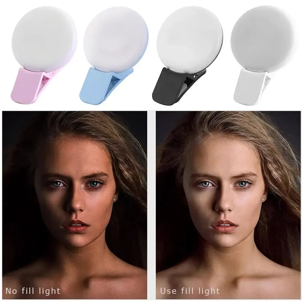NOX GlowClip – Aro de Luz LED Recargable con Clip para Selfies y Videos