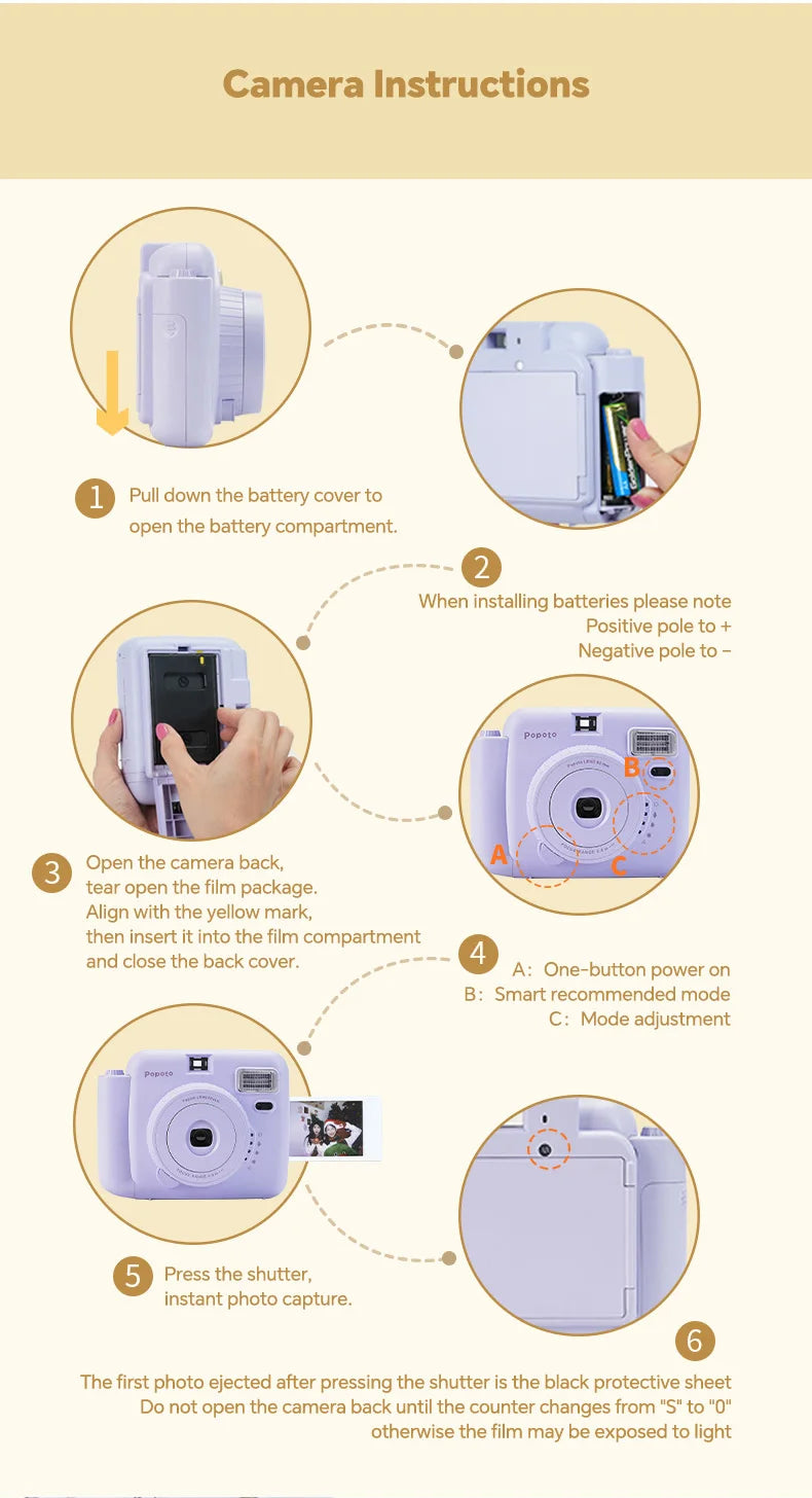 NOX FilmCam Pastel – Cámara Instantánea Analógica Estilo Vintage para Fujifilm Instax Mini