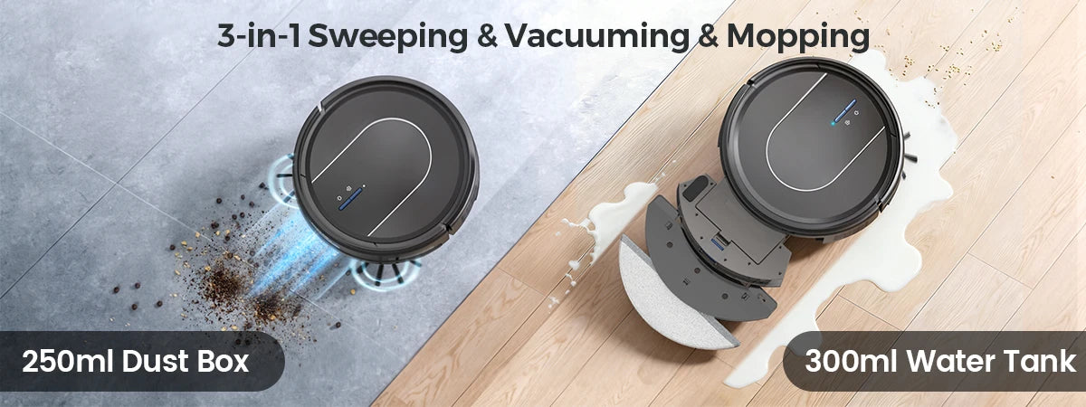 NOX RoboVac E2 – Robot Aspiradora 3 en 1 5000Pa con Mopa, Carga Automática y Control WiFi/Alexa