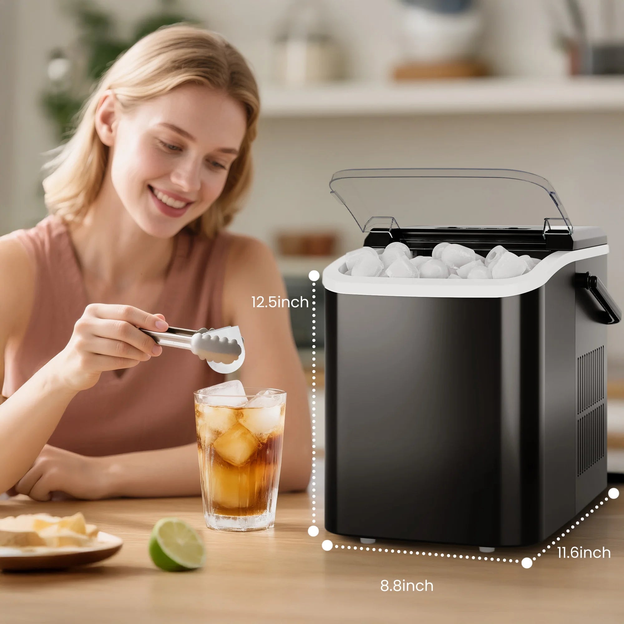 Máquina de Hielo Portátil – 9 Cubos Listos en 6 Minutos, Silenciosa y Compacta