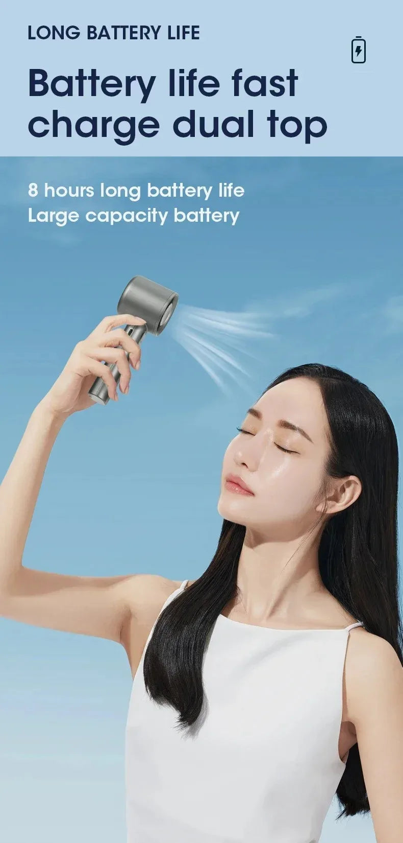 NOX BreezeMini – Ventilador de Mano Silencioso 4 Velocidades con Display de Batería