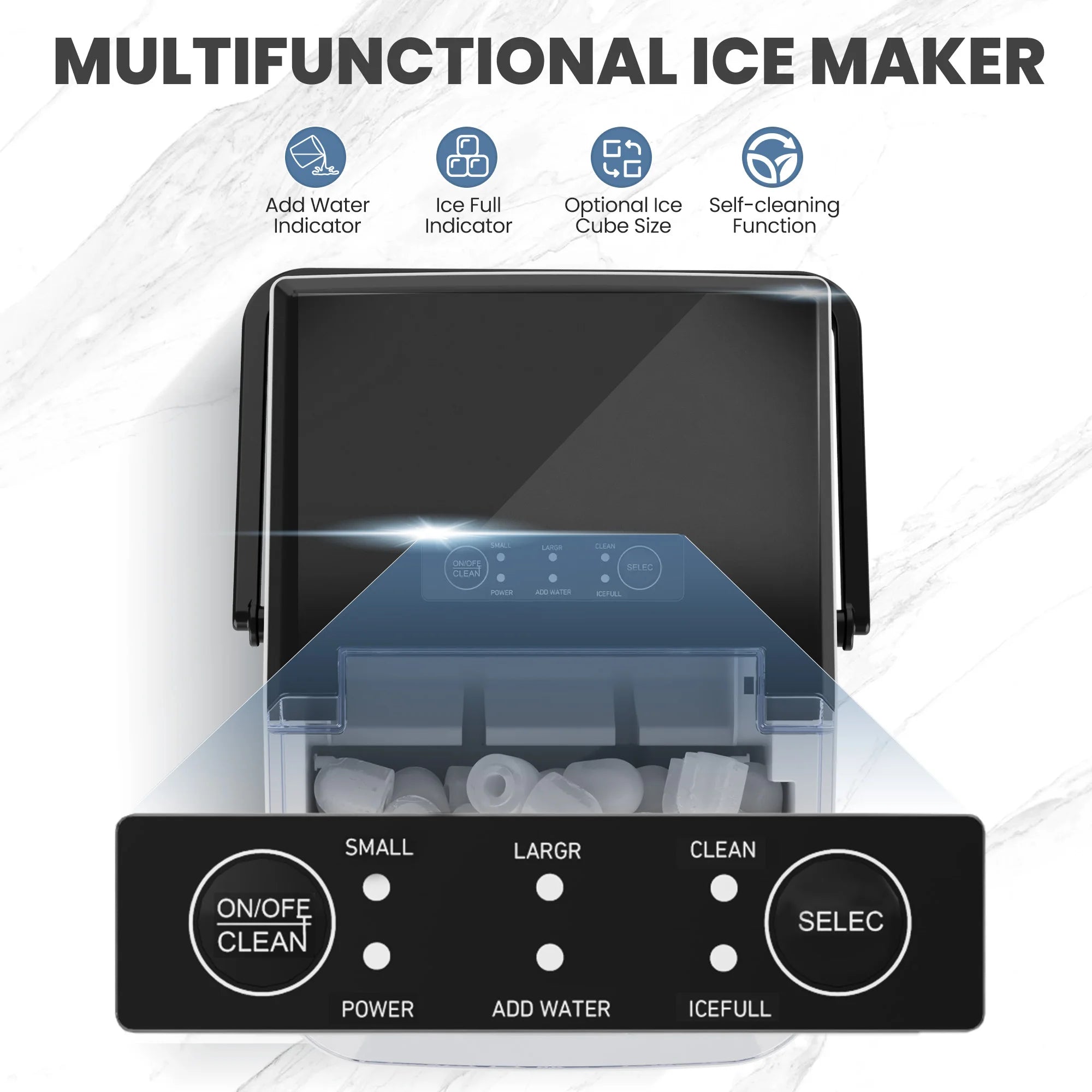 Máquina de Hielo Portátil – 9 Cubos Listos en 6 Minutos, Silenciosa y Compacta