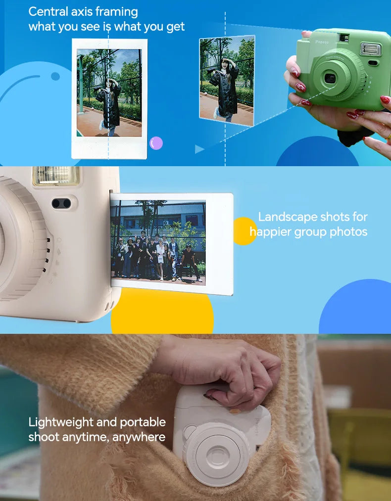NOX FilmCam Pastel – Cámara Instantánea Analógica Estilo Vintage para Fujifilm Instax Mini