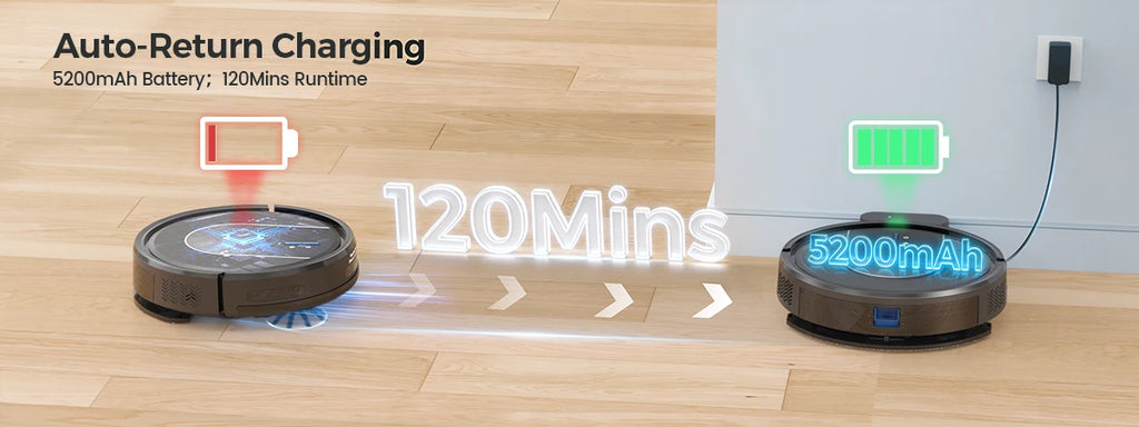 NOX RoboVac E2 – Robot Aspiradora 3 en 1 5000Pa con Mopa, Carga Automática y Control WiFi/Alexa