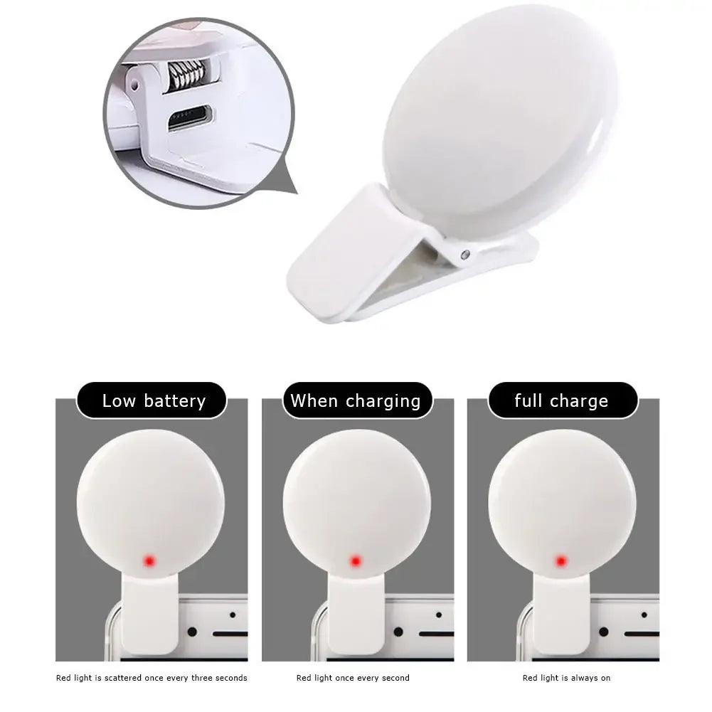 NOX GlowClip – Aro de Luz LED Recargable con Clip para Selfies y Videos