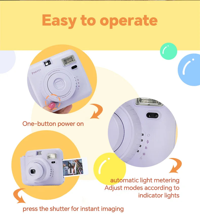 NOX FilmCam Pastel – Cámara Instantánea Analógica Estilo Vintage para Fujifilm Instax Mini