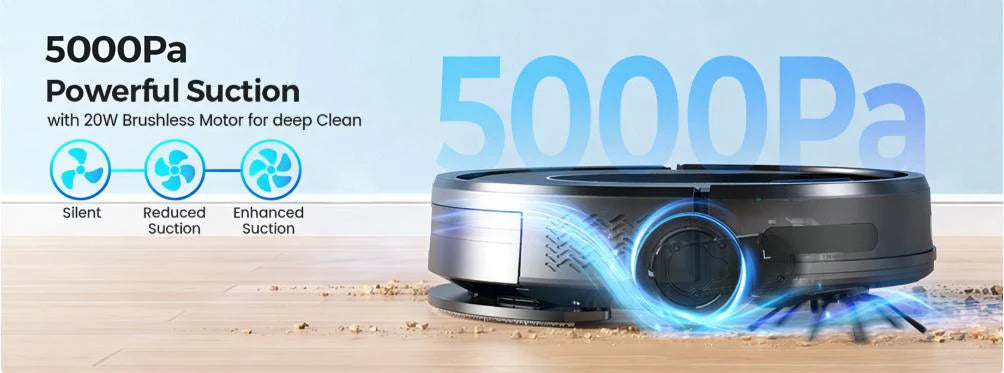 NOX RoboVac E2 – Robot Aspiradora 3 en 1 5000Pa con Mopa, Carga Automática y Control WiFi/Alexa